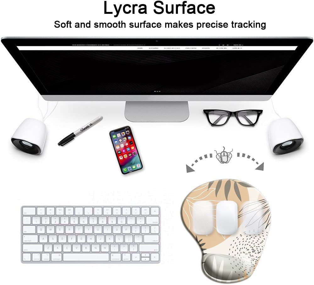 Ergonomic Mouse Pad with Wrist Support Gel Mouse Pad with Wrist Rest, Comfortable Computer Pad for Laptop, Pain Relief Mousepad with Non-Slip Rubber Base, 9 X 10 In,Plants