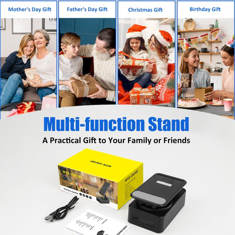 5-in-1 Bluetooth Speaker Phone Stand with LED Lights