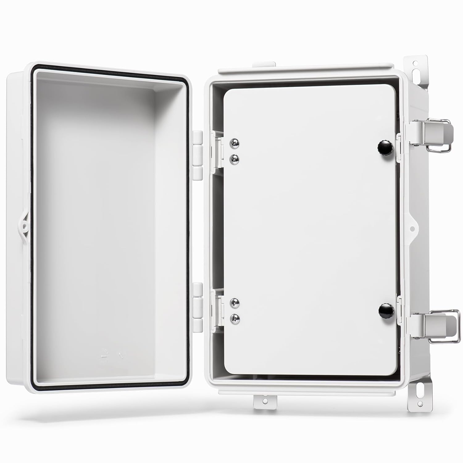 QILIPSU Waterproof Junction Box IP67 Outdoor Plastic Electrical Project Enclosure Weatherproof with Mounting Plate, Wall Brackets, Hinged Grey Cover 16.1"X12.2"X7.1"