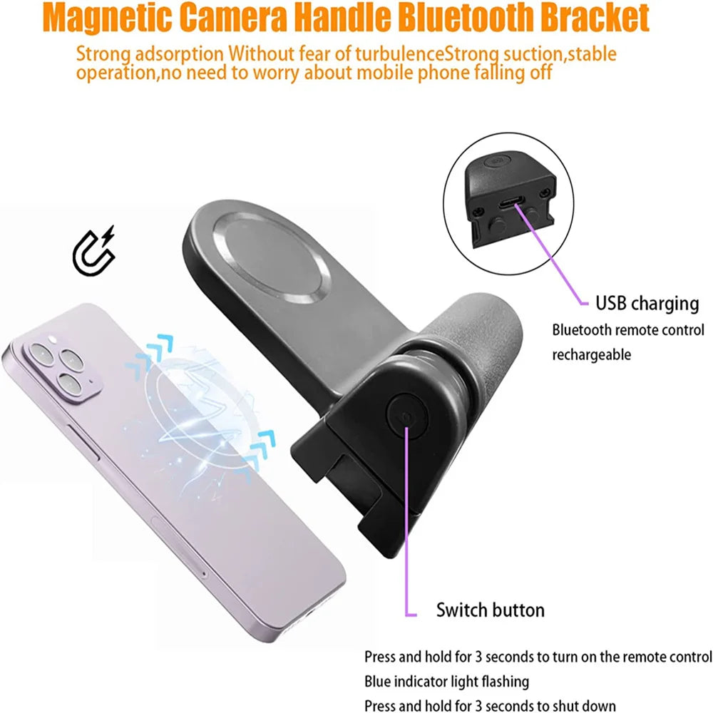Elevate Your Selfies with the Magnetic Capgrip Magsafe Phone Grip - Handheld Camera Holder with Bluetooth Remote for iPhone & Android