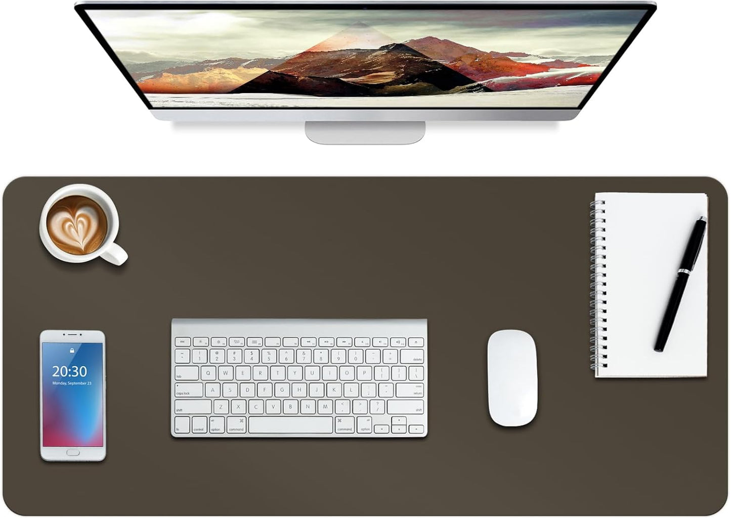 Boutilon Leather Desk Pad Protector,Non-Slip Mouse Pad,Laptop Desk Pad,Office Mouse Mat,Waterproof Leather Desk Blotter,Desk Writing Pad for Office and Home (M-Green,30"X14")