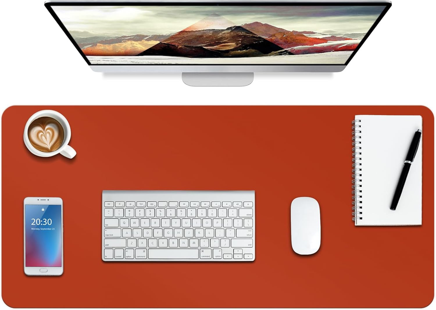 Boutilon Leather Desk Pad Protector,Non-Slip Mouse Pad,Laptop Desk Pad,Office Mouse Mat,Waterproof Leather Desk Blotter,Desk Writing Pad for Office and Home (M-Green,30"X14")