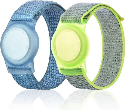 Kids Wristband Compatible with Apple Airtag, Protective Case for Air Tag GPS Tracker Holder with Nylon Bracelet, Adjustable anti Lost Watch Band for Toddler Child Elder(Grey)