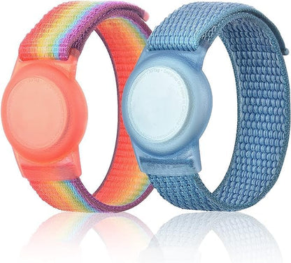 Kids Wristband Compatible with Apple Airtag, Protective Case for Air Tag GPS Tracker Holder with Nylon Bracelet, Adjustable anti Lost Watch Band for Toddler Child Elder(Grey)