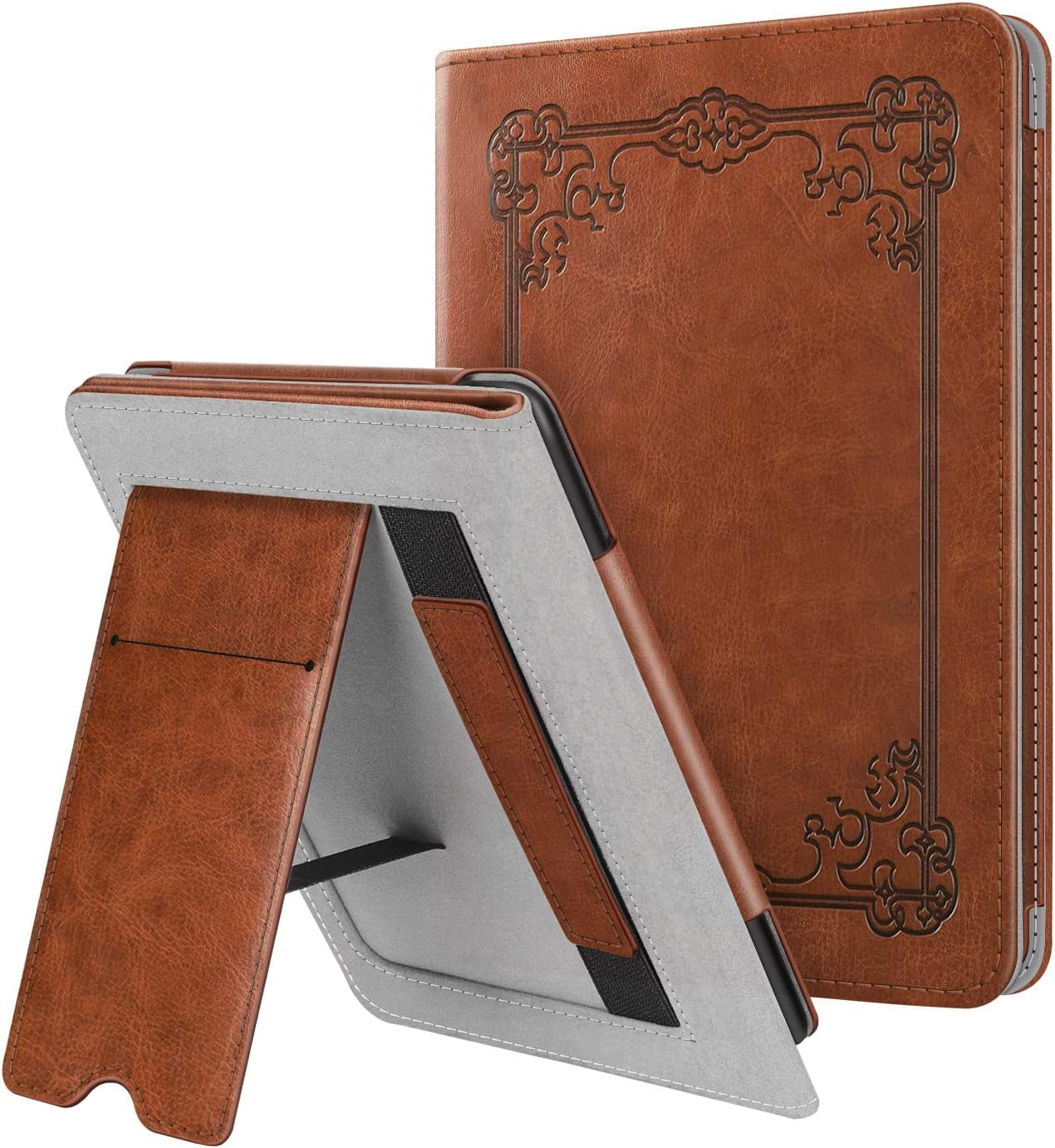 Fintie Stand Case for 6" Kindle Paperwhite (Fits 10Th Generation 2018 and All Paperwhite Generations Prior to 2018) - Premium PU Leather Sleeve Cover with Card Slot and Hand Strap, Cloudy Marble