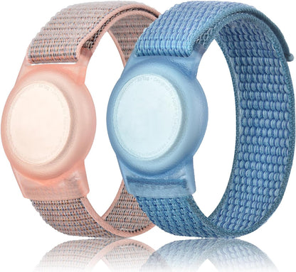 Kids Wristband Compatible with Apple Airtag, Protective Case for Air Tag GPS Tracker Holder with Nylon Bracelet, Adjustable anti Lost Watch Band for Toddler Child Elder(Grey)