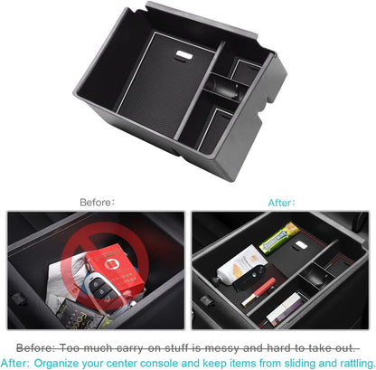CDEFG Center Console Organizer Tray for 2022 2023 2024 Santa Cruz/ 2022 2023 2024 Tucson Limited Tucson Hybrid Armrest Storage Box Tray 2022-2024 Santa Cruz Tucson Accessories (White Mat)
