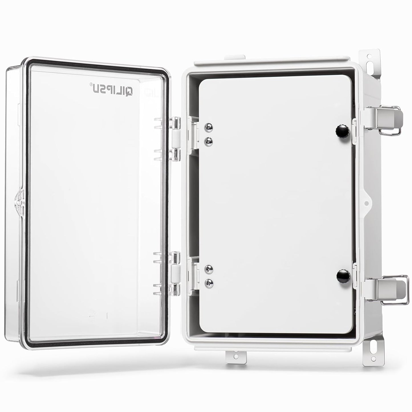 QILIPSU Waterproof Junction Box IP67 Outdoor Plastic Electrical Project Enclosure Weatherproof with Mounting Plate, Wall Brackets, Hinged Grey Cover 16.1"X12.2"X7.1"