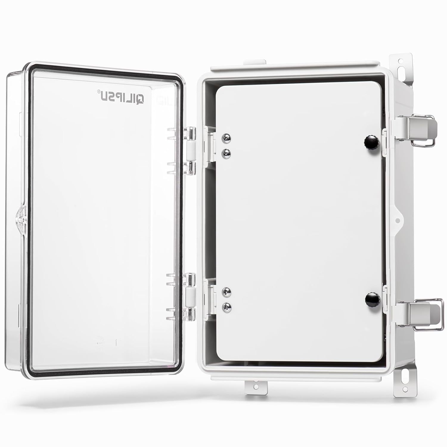 QILIPSU Waterproof Junction Box IP67 Outdoor Plastic Electrical Project Enclosure Weatherproof with Mounting Plate, Wall Brackets, Hinged Grey Cover 16.1"X12.2"X7.1"