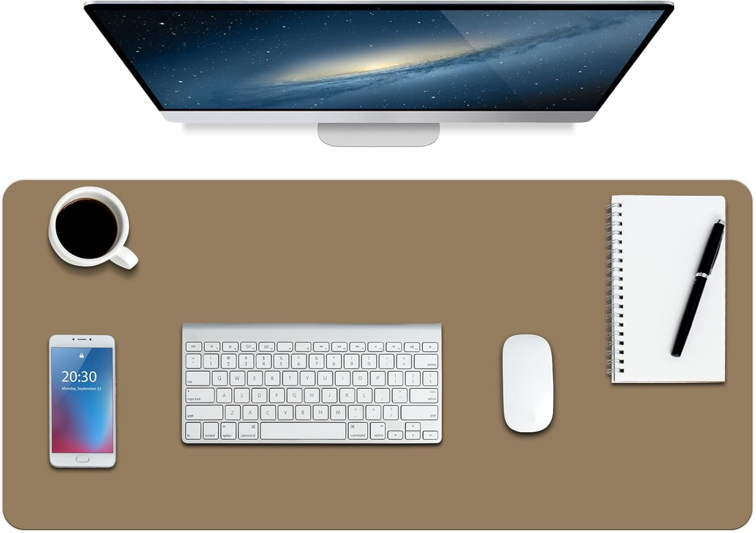Boutilon Leather Desk Pad Protector,Non-Slip Mouse Pad,Laptop Desk Pad,Office Mouse Mat,Waterproof Leather Desk Blotter,Desk Writing Pad for Office and Home (M-Green,30"X14")