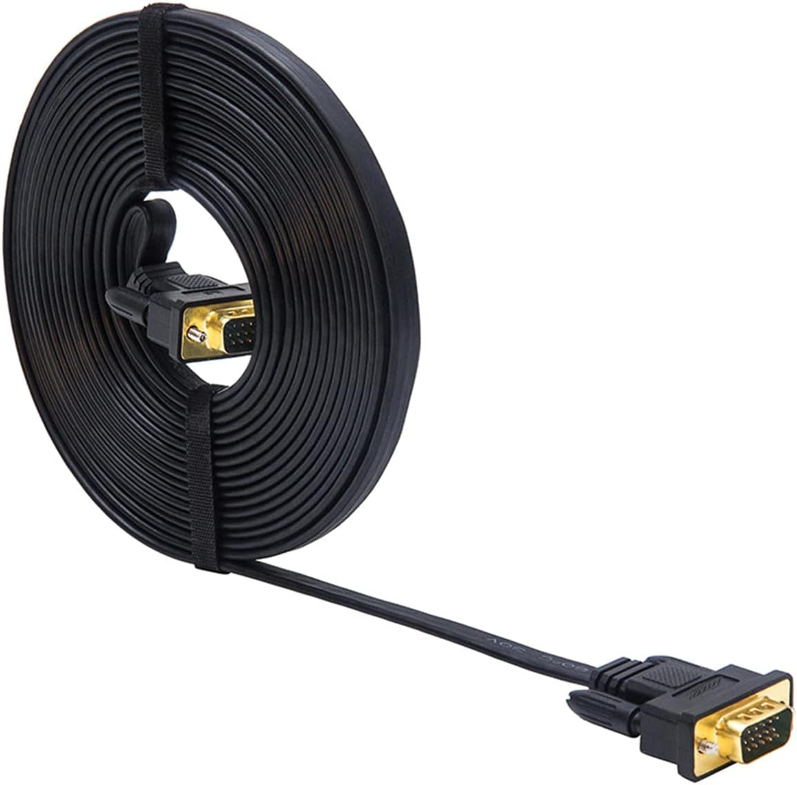 DTECH 5M Ultra Thin Flat Type Computer Monitor VGA Cable Standard 15 Pin Male to Male Connector SVGA Wire 16 Feet - Black