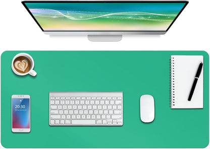 Boutilon Leather Desk Pad Protector,Non-Slip Mouse Pad,Laptop Desk Pad,Office Mouse Mat,Waterproof Leather Desk Blotter,Desk Writing Pad for Office and Home (M-Green,30"X14")