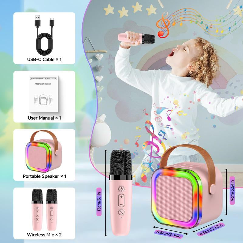 Portable Bluetooth Karaoke Speaker with 2 Wireless Mics
