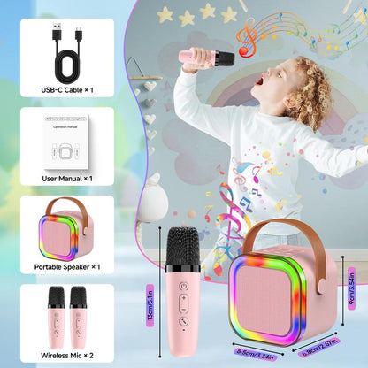 Portable Bluetooth Karaoke Speaker with 2 Wireless Mics