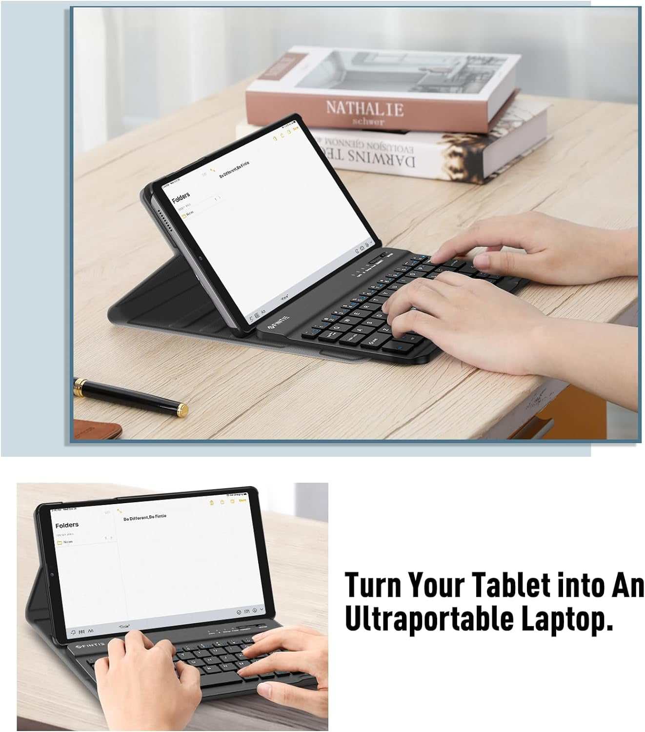 FINTIE Keyboard Case for Samsung Galaxy Tab A7 Lite 8.7 Inch 2021 Model (SM-T220/T225/T227), Slim Lightweight Stand Cover with Magnetically Detachable Wireless Bluetooth Keyboard, Black