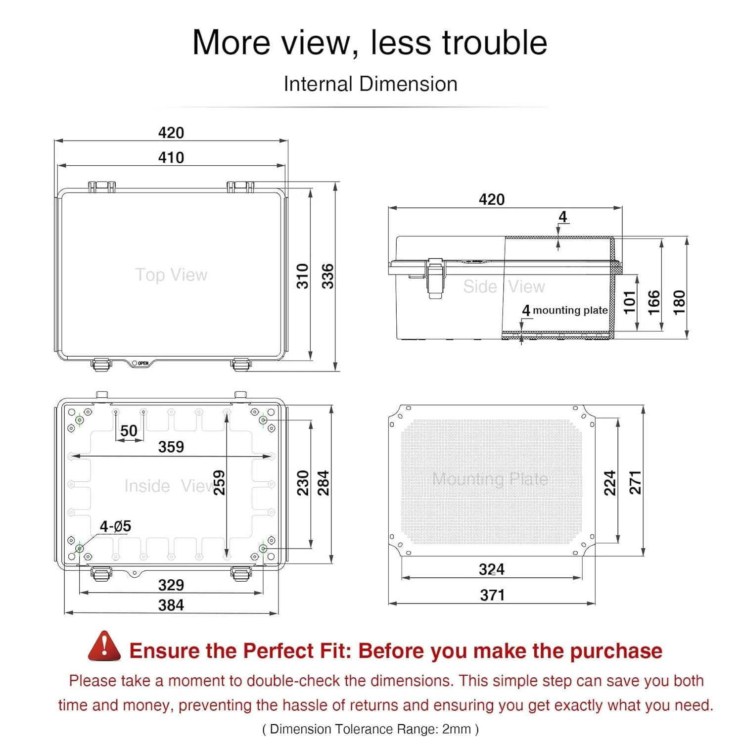 QILIPSU Waterproof Junction Box IP67 Outdoor Plastic Electrical Project Enclosure Weatherproof with Mounting Plate, Wall Brackets, Hinged Grey Cover 16.1"X12.2"X7.1"