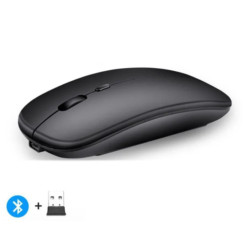 Rechargeable Wireless Mouse Bluetooth-Compatible 2.4Ghz Dual Modes Computer Mice with Nano Receiver for PC Laptop Macbook