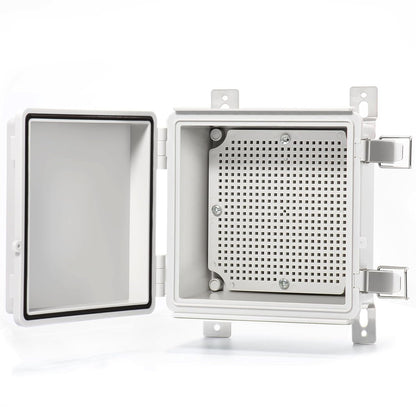 QILIPSU Waterproof Junction Box IP67 Outdoor Plastic Electrical Project Enclosure Weatherproof with Mounting Plate, Wall Brackets, Hinged Grey Cover 16.1"X12.2"X7.1"