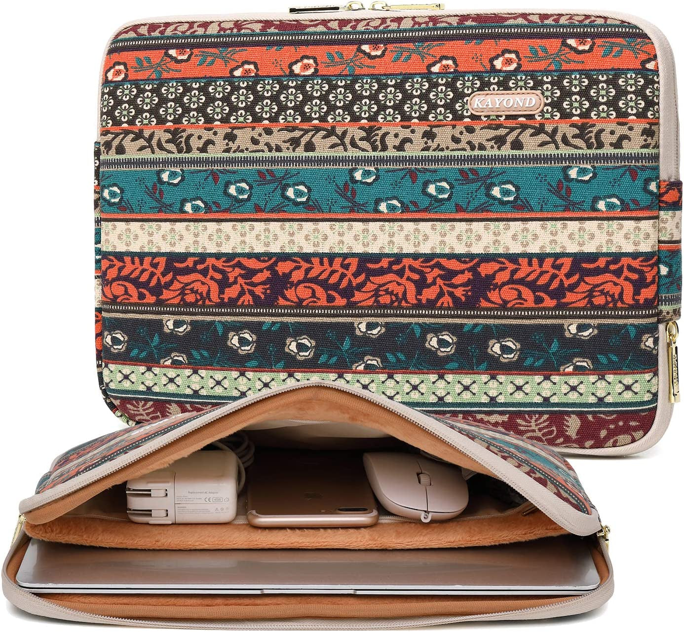 Kayond Water-Resistant Canvas 15.6 Inch Laptop Sleeve-Blue Water Hyacinth