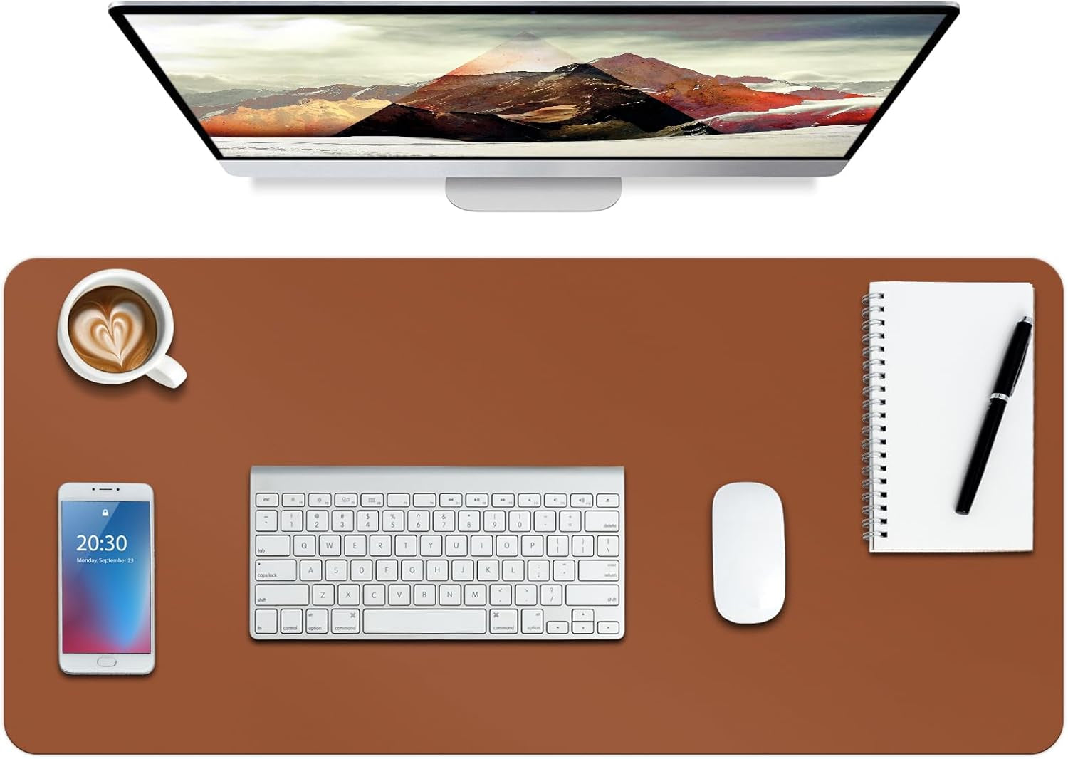 Boutilon Leather Desk Pad Protector,Non-Slip Mouse Pad,Laptop Desk Pad,Office Mouse Mat,Waterproof Leather Desk Blotter,Desk Writing Pad for Office and Home (M-Green,30"X14")