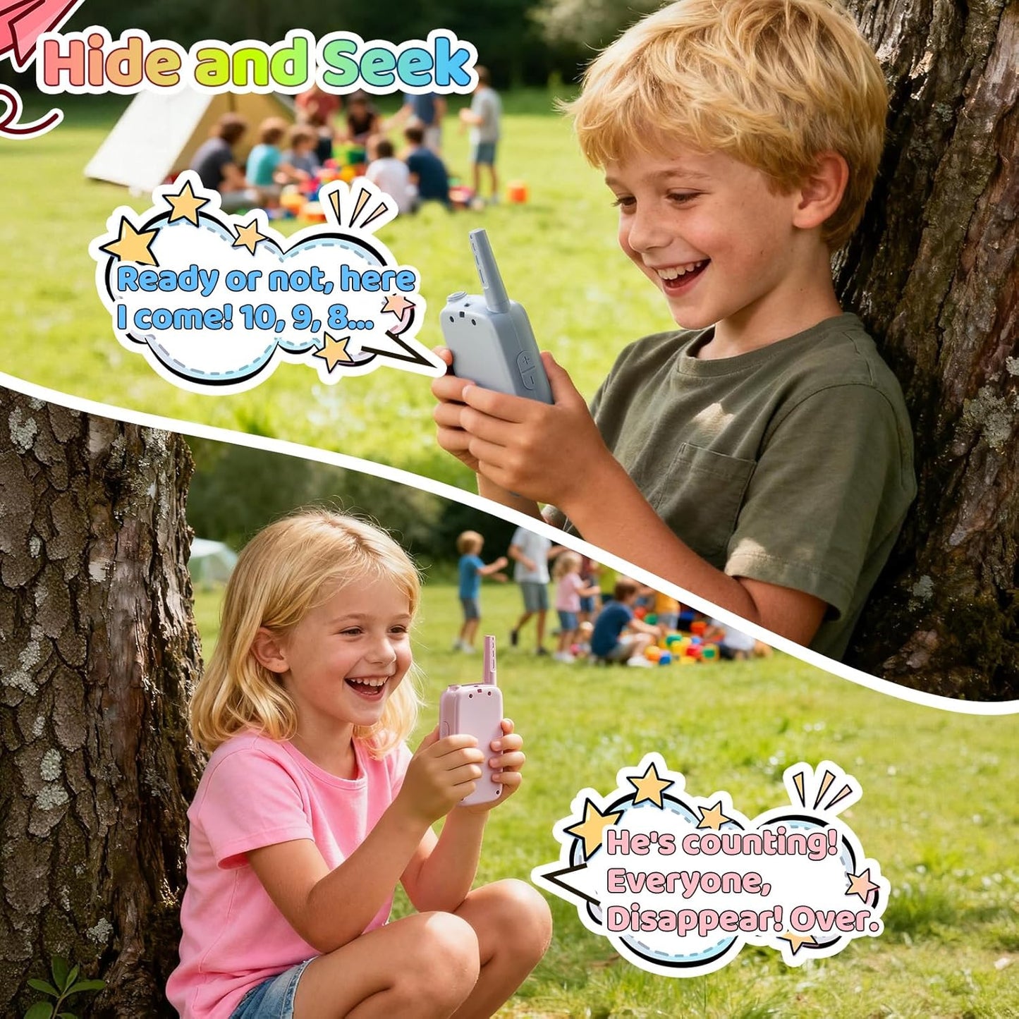 Video Walkie Talkies for Kids, 2 Pack Rechargeable Kids Walkies Talkies with Video Call & Voice Changer, Boys Girls Toys Ages for 3-12, Family Games, Indoor Outdoor Play and Camping(Blue & Pink)