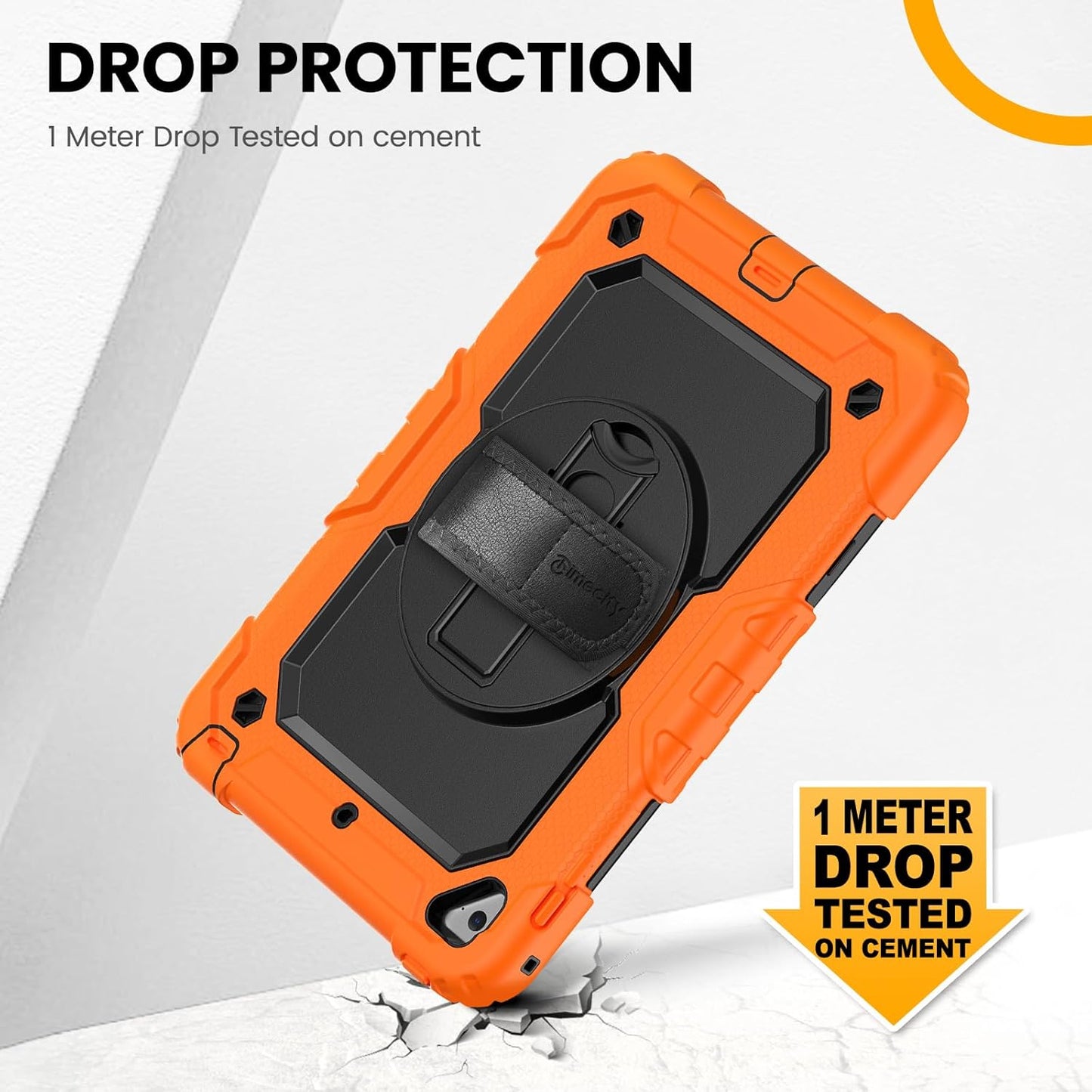 Timecity for Ipad Mini 5Th/4Th Generation Case 7.9'', for Ipad Mini 5/ Mini 4, Heavy Duty with Screen Protector, Kickstand Hand/Shoulder Strap Pencil Holder- Orange