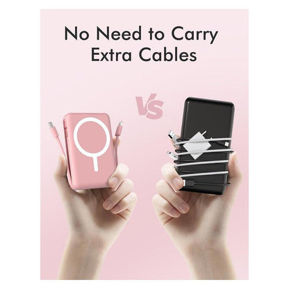 Magnetic Wireless Power Bank 10,000mAh with Built-In Cables