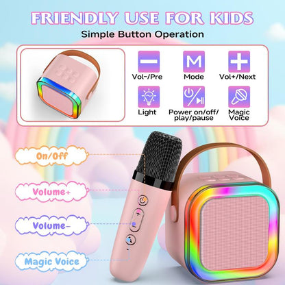 Portable Bluetooth Karaoke Speaker with 2 Wireless Mics