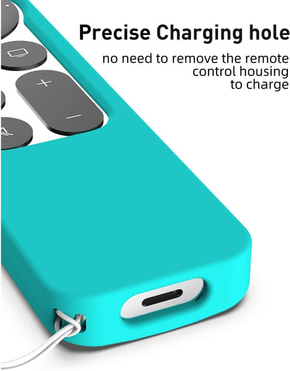 K TOMOTO Compatible with Apple TV 4K Siri Remote Case 2021, Silky-Soft Anti-Slip Protective Silicone Cover for Siri Remote Control 2Nd Generation [Lanyard Included], Teal