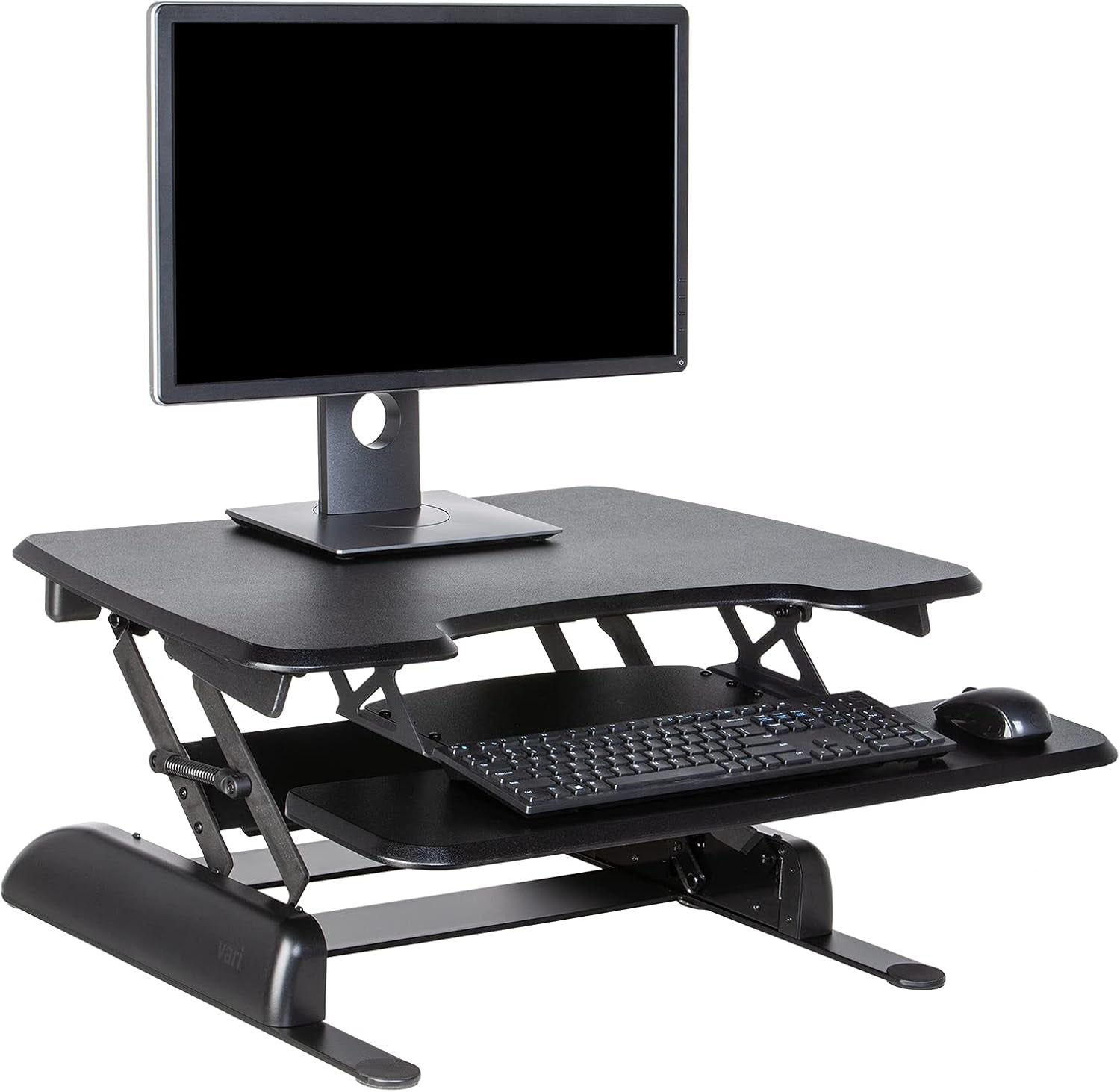 Vari - Varidesk Essential 36 - Two-Tier Standing Desk Converter for Monitor & Accessories - Height Adjustable Sit Stand Desk - Fully Assembled Monitor Riser for Home Office - 36" Wide, Black