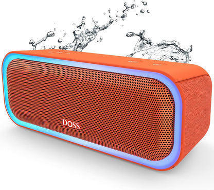 DOSS Soundbox Pro Bluetooth Speaker, 20W Stereo Sound, Active Extra Bass, 20H Playtime, Multi-Colors Lights, Wireless Stereo Pairing, IPX6 Waterproof for Garden, Hiking, Camping, Beach, Party-Blue