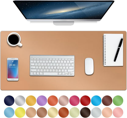 Boutilon Leather Desk Pad Protector,Non-Slip Mouse Pad,Laptop Desk Pad,Office Mouse Mat,Waterproof Leather Desk Blotter,Desk Writing Pad for Office and Home (M-Green,30"X14")