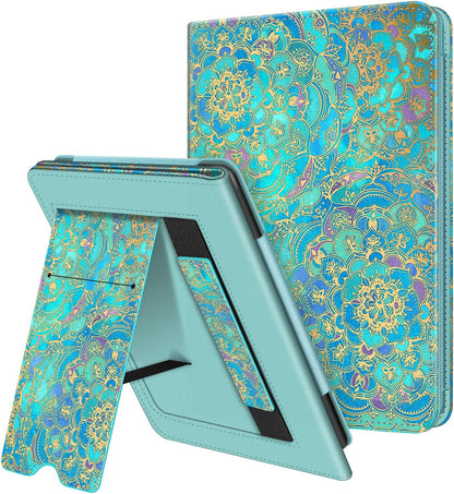 Fintie Stand Case for 6" Kindle Paperwhite (Fits 10Th Generation 2018 and All Paperwhite Generations Prior to 2018) - Premium PU Leather Sleeve Cover with Card Slot and Hand Strap, Cloudy Marble