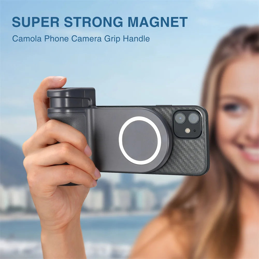 Elevate Your Selfies with the Magnetic Capgrip Magsafe Phone Grip - Handheld Camera Holder with Bluetooth Remote for iPhone & Android