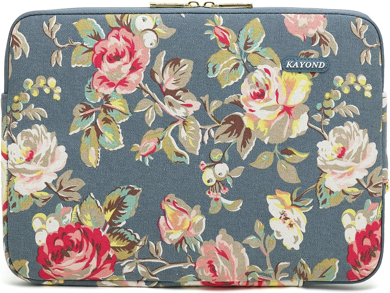 Kayond Water-Resistant Canvas 15.6 Inch Laptop Sleeve-Blue Water Hyacinth