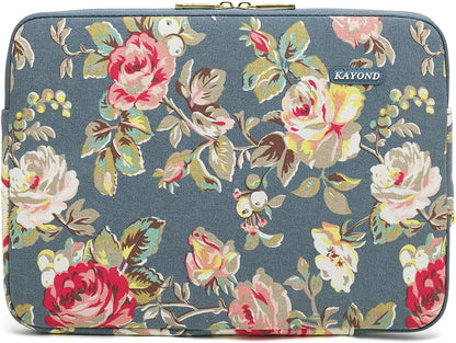 Kayond Water-Resistant Canvas 15.6 Inch Laptop Sleeve-Blue Water Hyacinth