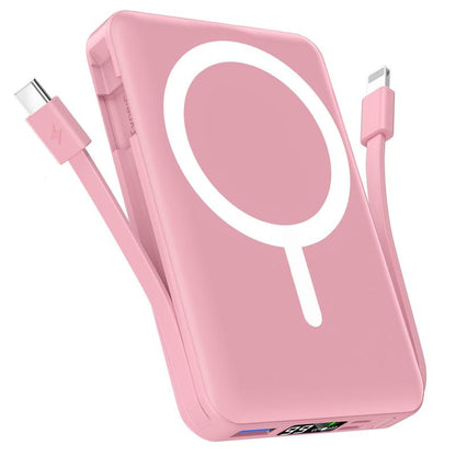 Magnetic Wireless Power Bank 10,000mAh with Built-In Cables