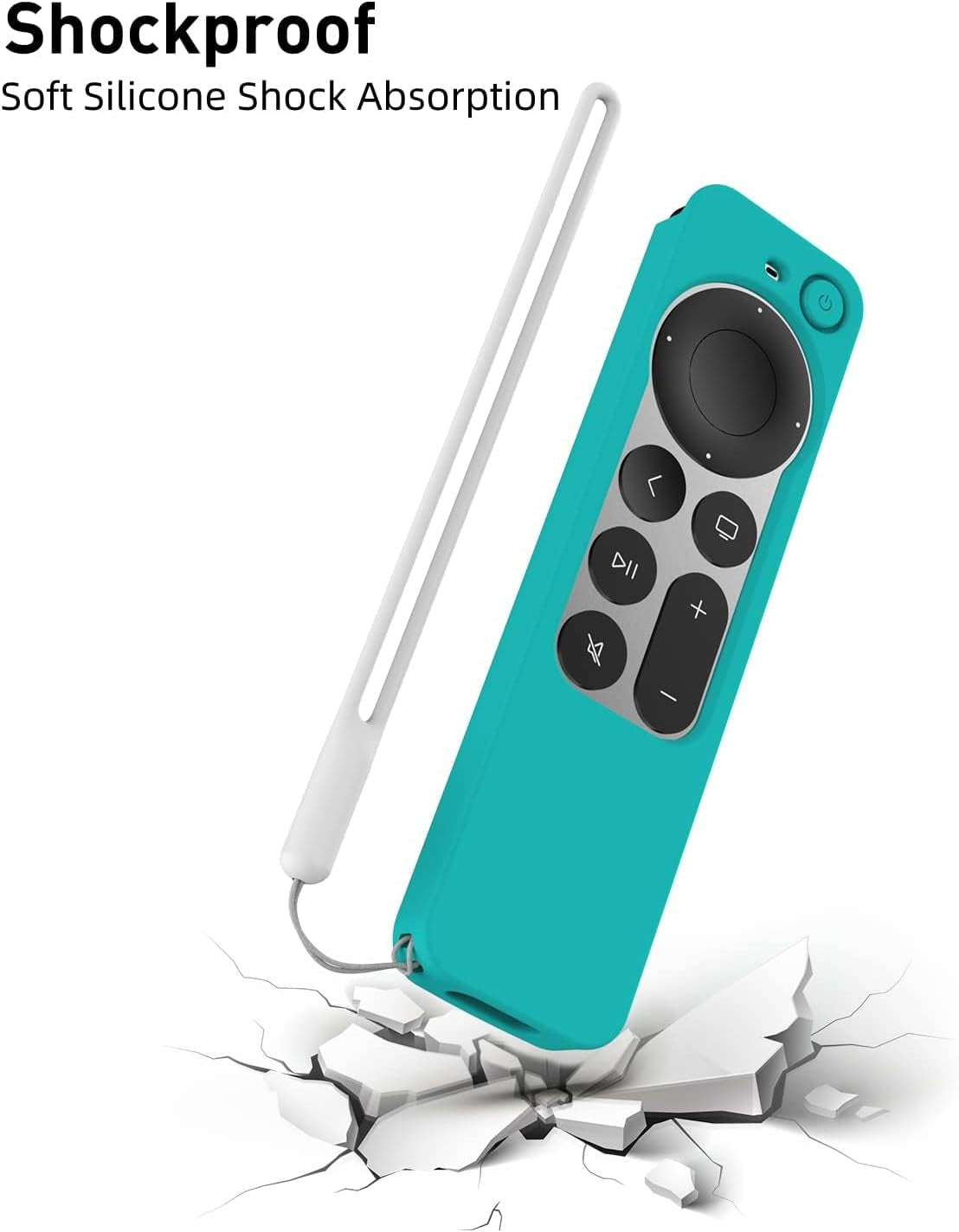 K TOMOTO Compatible with Apple TV 4K Siri Remote Case 2021, Silky-Soft Anti-Slip Protective Silicone Cover for Siri Remote Control 2Nd Generation [Lanyard Included], Teal