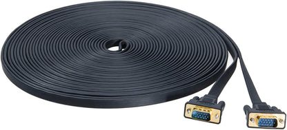 DTECH 5M Ultra Thin Flat Type Computer Monitor VGA Cable Standard 15 Pin Male to Male Connector SVGA Wire 16 Feet - Black