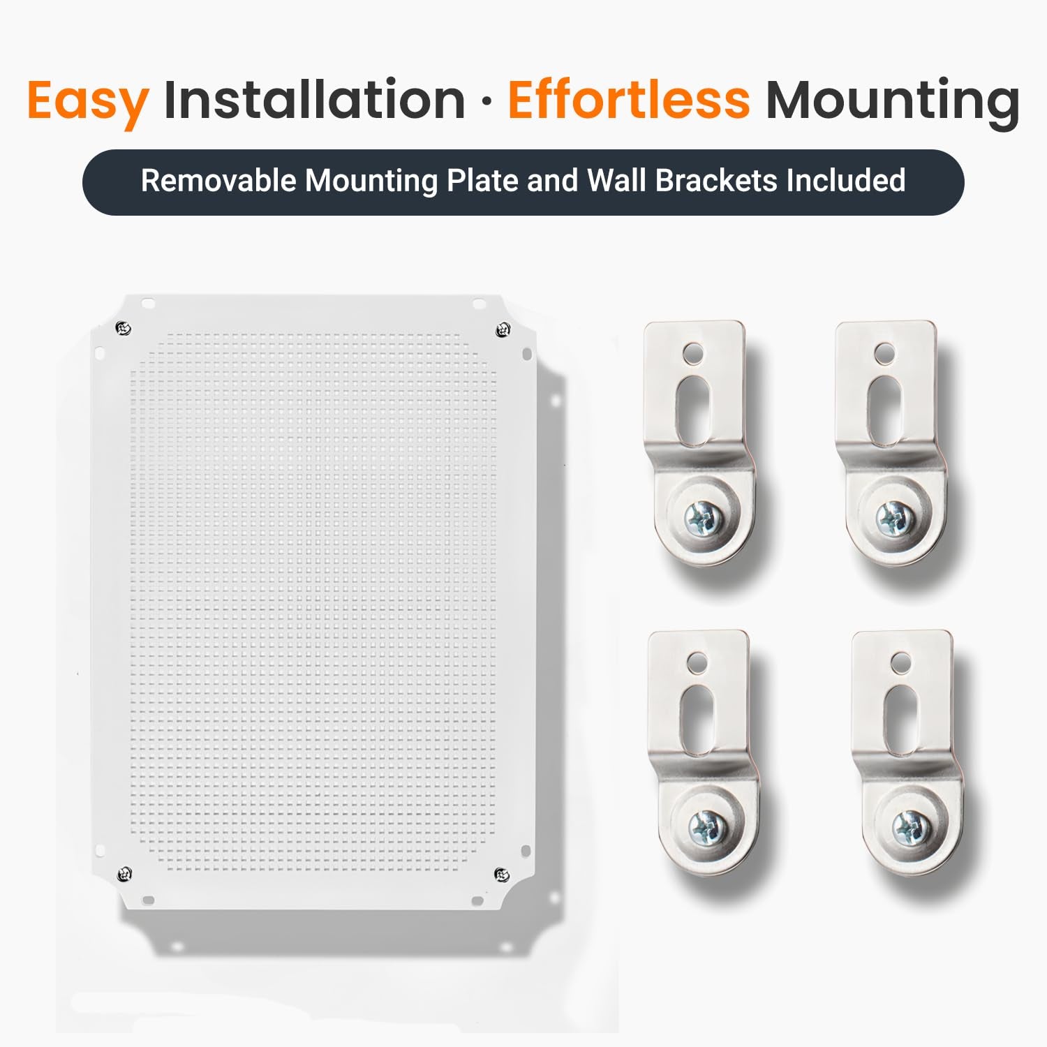 QILIPSU Waterproof Junction Box IP67 Outdoor Plastic Electrical Project Enclosure Weatherproof with Mounting Plate, Wall Brackets, Hinged Grey Cover 16.1"X12.2"X7.1"
