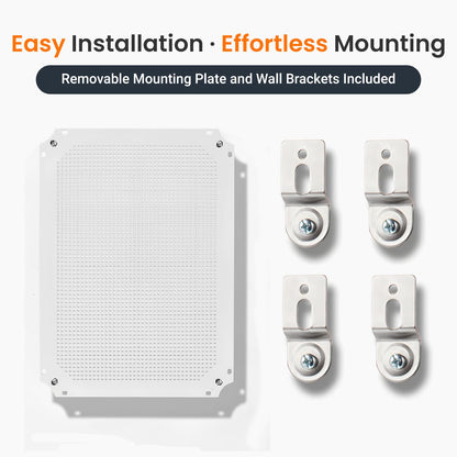 QILIPSU Waterproof Junction Box IP67 Outdoor Plastic Electrical Project Enclosure Weatherproof with Mounting Plate, Wall Brackets, Hinged Grey Cover 16.1"X12.2"X7.1"