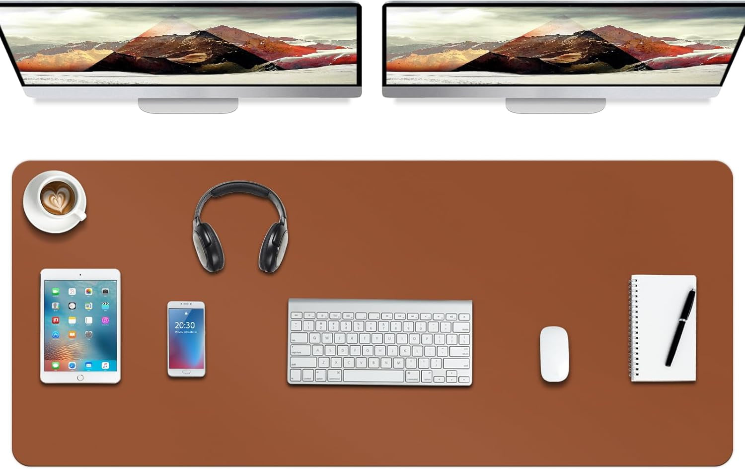 Boutilon Leather Desk Pad Protector,Non-Slip Mouse Pad,Laptop Desk Pad,Office Mouse Mat,Waterproof Leather Desk Blotter,Desk Writing Pad for Office and Home (M-Green,30"X14")