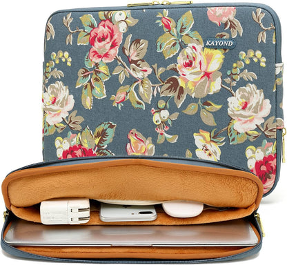 Kayond Water-Resistant Canvas 15.6 Inch Laptop Sleeve-Blue Water Hyacinth