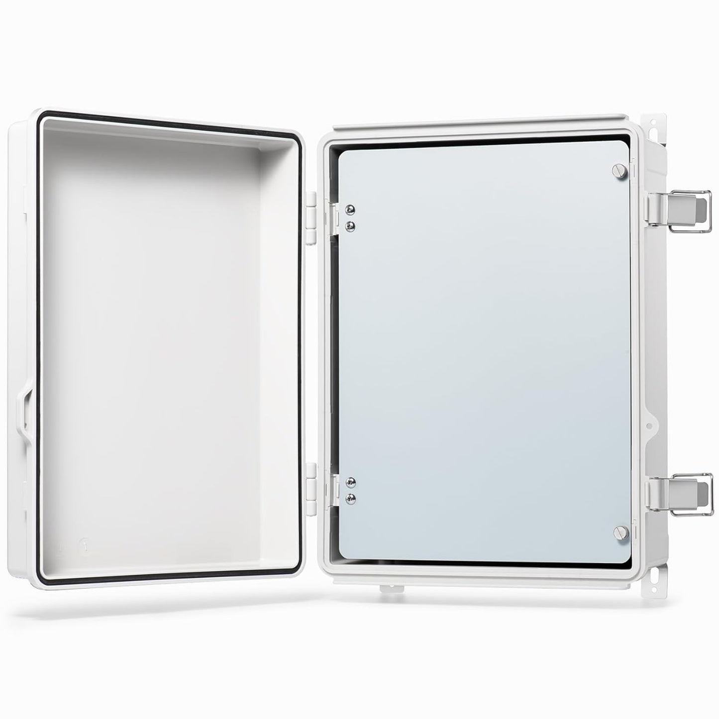 QILIPSU Waterproof Junction Box IP67 Outdoor Plastic Electrical Project Enclosure Weatherproof with Mounting Plate, Wall Brackets, Hinged Grey Cover 16.1"X12.2"X7.1"