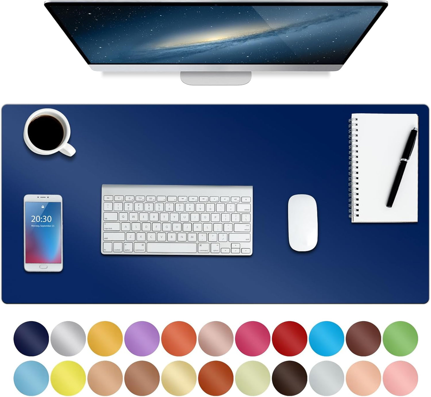 Boutilon Leather Desk Pad Protector,Non-Slip Mouse Pad,Laptop Desk Pad,Office Mouse Mat,Waterproof Leather Desk Blotter,Desk Writing Pad for Office and Home (M-Green,30"X14")