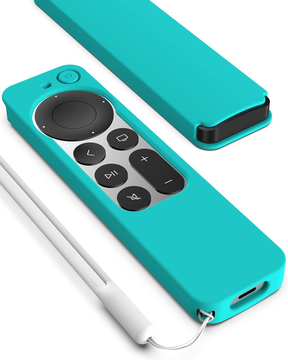 K TOMOTO Compatible with Apple TV 4K Siri Remote Case 2021, Silky-Soft Anti-Slip Protective Silicone Cover for Siri Remote Control 2Nd Generation [Lanyard Included], Teal