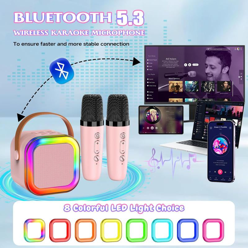 Portable Bluetooth Karaoke Speaker with 2 Wireless Mics