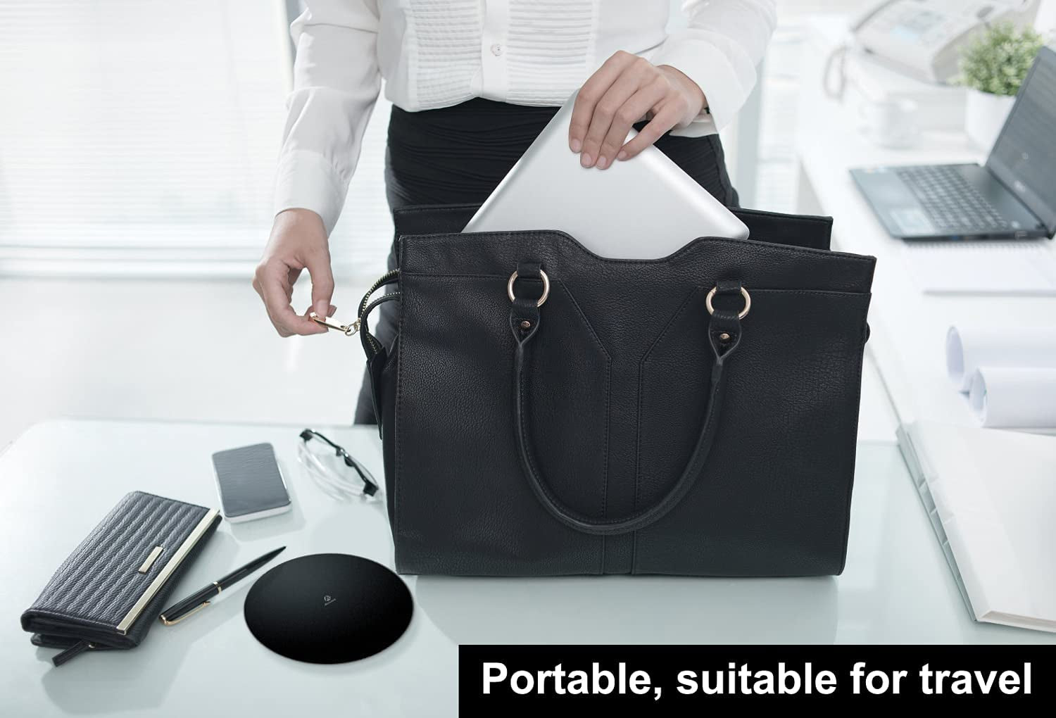 Mini round Mouse Pad 6 X 6 Inch, Small Mouse Mat Non-Slip Rubber Base for Laptop PC Office Working Wireless Mouse Home Office Travel, Portable & Washable Black