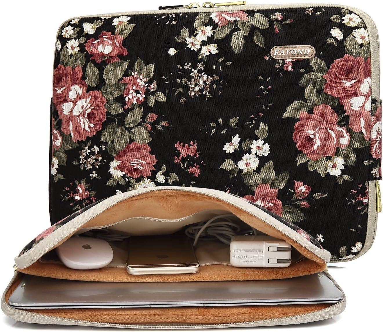 Kayond Water-Resistant Canvas 15.6 Inch Laptop Sleeve-Blue Water Hyacinth