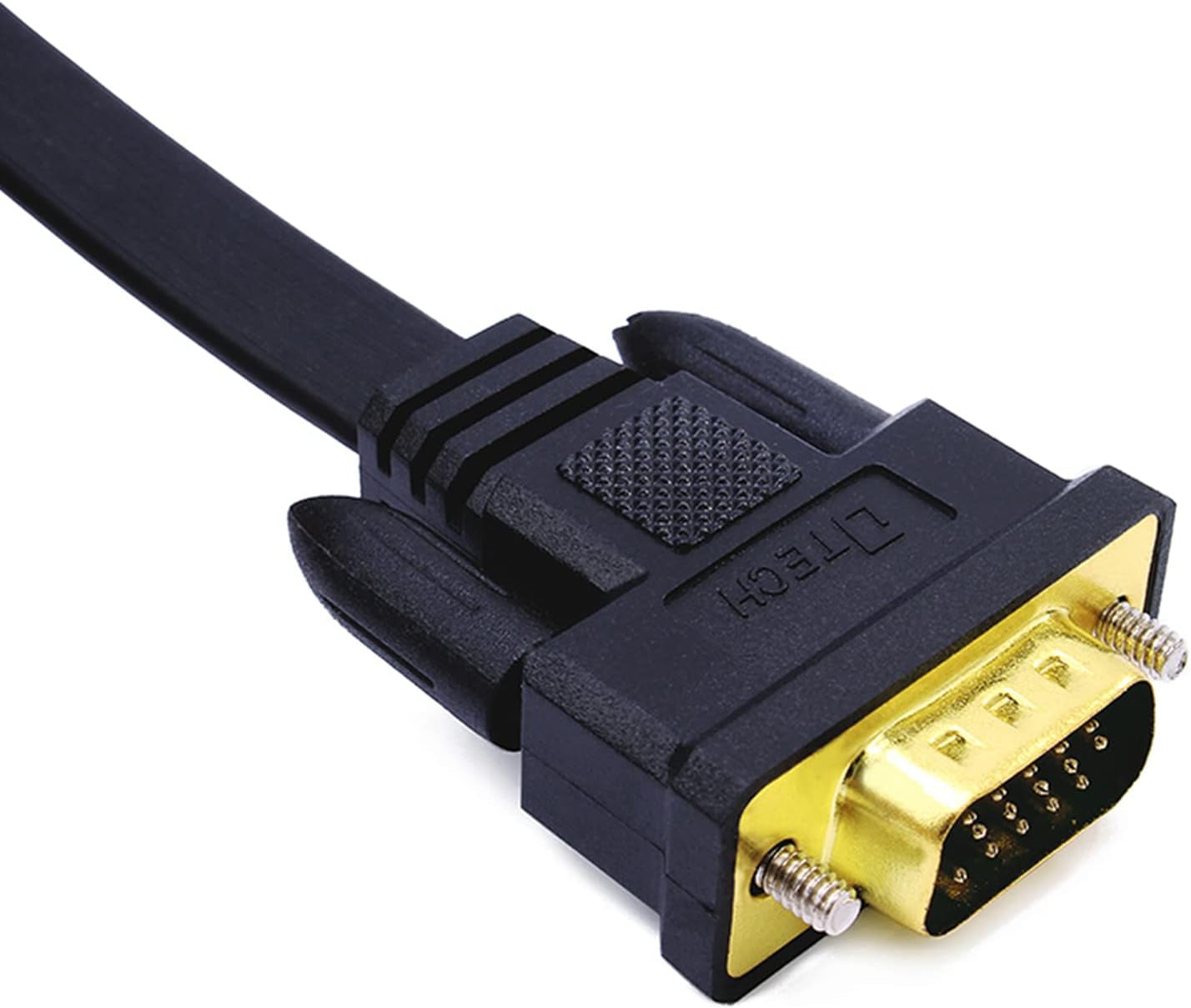 DTECH 5M Ultra Thin Flat Type Computer Monitor VGA Cable Standard 15 Pin Male to Male Connector SVGA Wire 16 Feet - Black